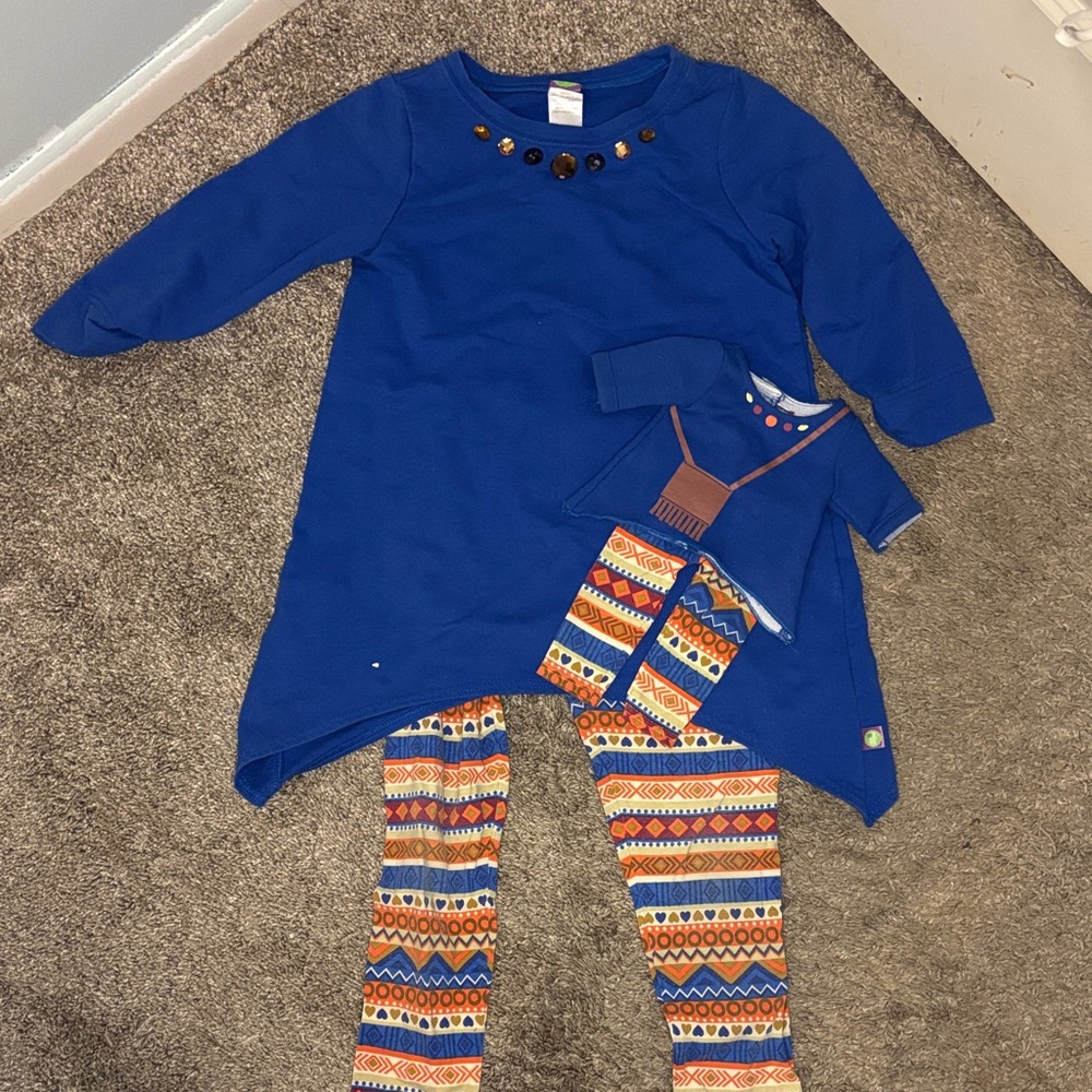 Dollie & Me Vibrant Blue Dress with Multicolor Details